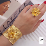 ست دستبندوانگشتر گل جدیدطرح طلا آبکاری قوی وارداتی