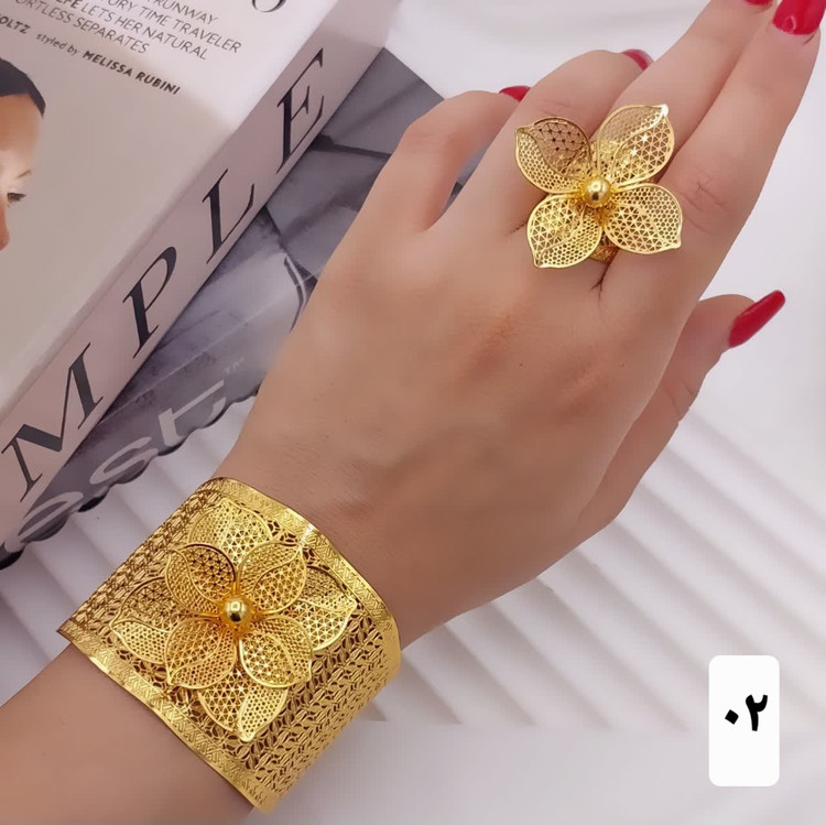 ست دستبندوانگشتر اماراتی جدیدطرح طلا آبکاری قوی وارداتی