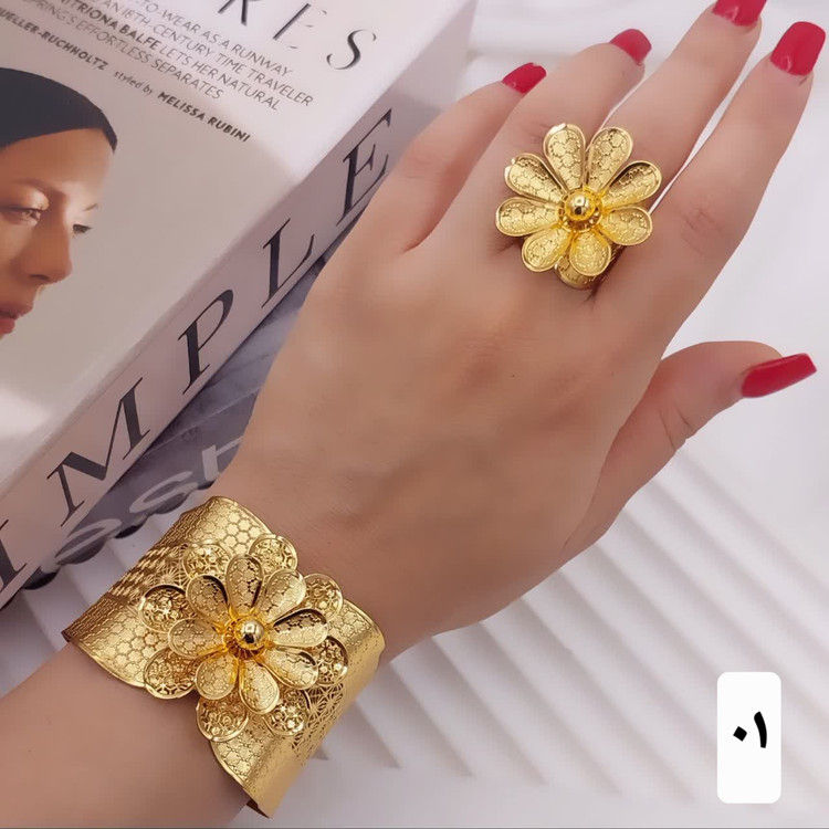 ست دستبندوانگشتر خلیجی جدیدطرح طلا آبکاری قوی وارداتی