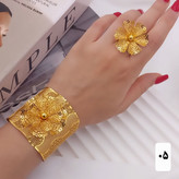 ست دستبندوانگشترعروس بحرینی وارداتی باکیفیت بالا طرح طلا آبکاری قوی رنگ ثابت