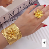 ست دستبندوانگشتر بحرینی زنانه طرح طلا آبکاری قوی رنگ ثابت