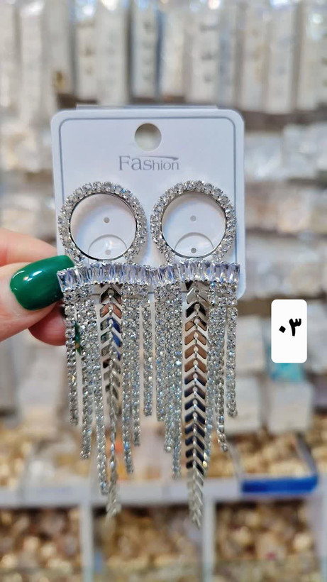 گوشواره جواهری فول نگین آبکاری نقره.وارداتی باکیفیت عالی