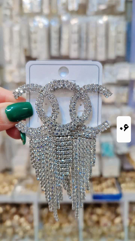 گوشواره مجلسی فول نگین آبکاری نقره.وارداتی باکیفیت