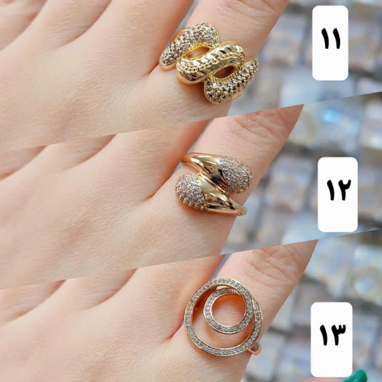 انگشتر جواهری زنانه طرح طلا رنگ ثابت آبکاری طلاوارداتی