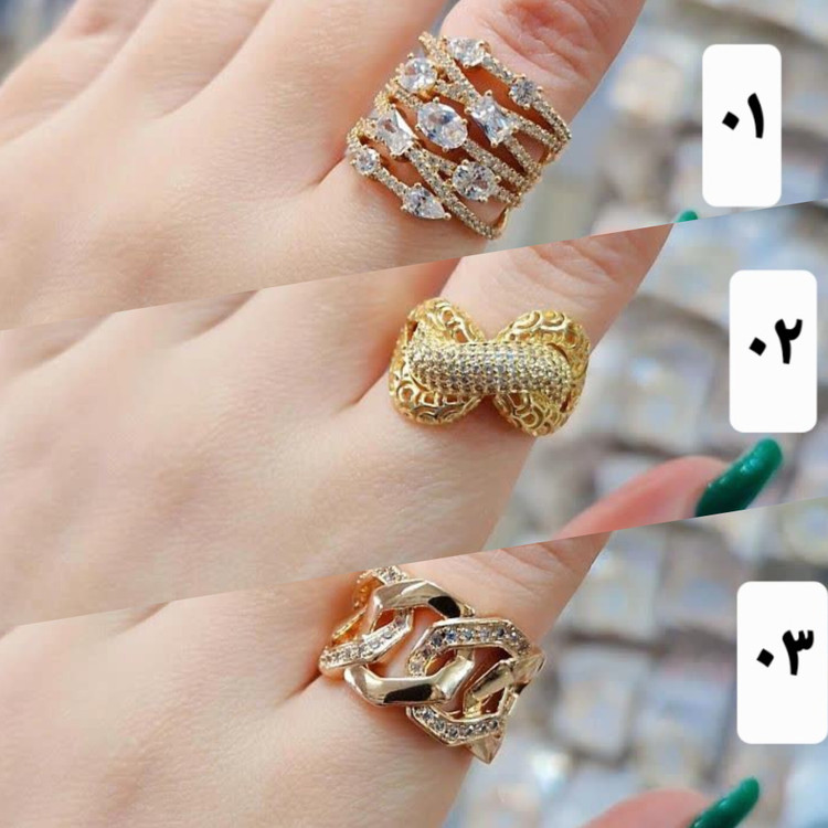 انگشتر جواهری زنانه کپی طلا رنگ ثابت آبکاری طلاوارداتی