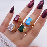 انگشتر سنگی شیک زنانه طرح جدیدمشابه طلا رنگثابت آبکاری قوی طلا