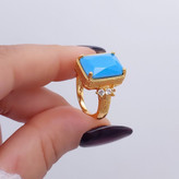 انگشتر فیروزه زنانه جدیدطرح طلا. رنگ ثابت آبکاری قوی طلا وارداتی باکیفیت بالا