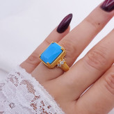 انگشتر فیروزه زنانه جدیدطرح طلا. رنگ ثابت آبکاری قوی طلا وارداتی باکیفیت