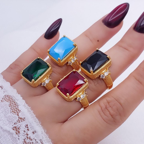 انگشتر نگین عقیق زنانه جدیدطرح طلا. رنگ ثابت آبکاری قوی طلا وارداتی باکیفیت بالا