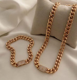 نیمست کارتیه رنگ ثابت گردنبنددستبند قفل کوبایی طرح خاص طلا،مردانه زنانه ژوپینگ