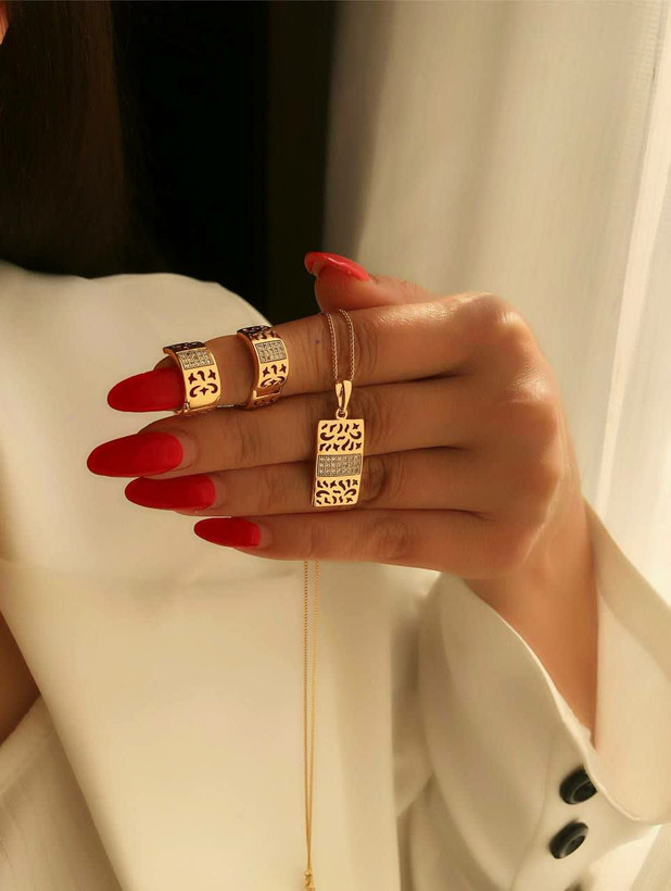 نیمست جواهری جدیدزنانه طرح طلا آبکاری طلا ۱۸عیار برندمعتبرژوپینگ