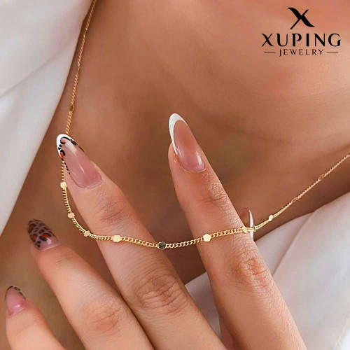 گردنبند مینیمال ترندوخاص کاملاطرح طلاژوپینگ رنگثابت آبکاری طلا۱۸عیار