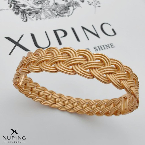 دستبندجدید طرح بافت کاملاطرح طلا ژوپینگ رنگثابت آبکاری طلا۱۸عیار