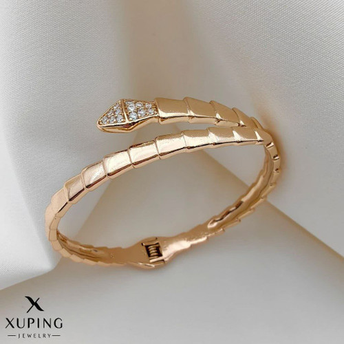 دستبند بنگل بولگاری لوکس زنانه مشابه طلا ژوپینگ رنگثابت آبکاری طلا۱۸عیار