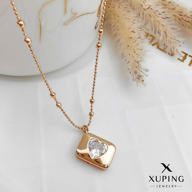 گردنبند مینیمال قلبی دخترانه طرح طلا ژوپینگ رنگ ثابت آبکاری طلا۱۸ عیار