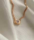 گردنبند مینیمال قلبی دخترانه طرح طلا ژوپینگ رنگ ثابت آبکاری طلا۱۸ عیار