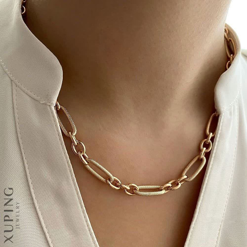 گردنبند زنجیری ترندوشیک ژوپینگ کاملاطرح طلا مردانه وزنانه رنگثابت آبکاری طلا