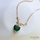 گردنبندمینیمال نگین رنگی قلبی ژوپینگ طرح طلا رنگ ثابت آبکاری طلا۱۸