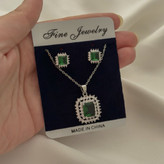 نیمست جواهری نگین سبز سیلور جدیدطرح طلا رنگثابت آبکاری