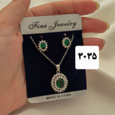 نیمست جواهری نگین سبز سیلور جدیدطرح طلا رنگثابت آبکاری