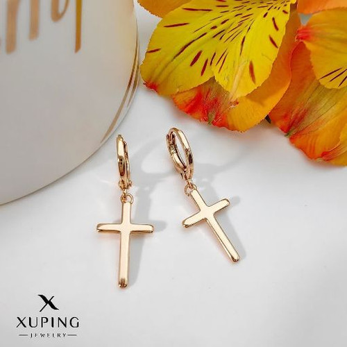 گوشواره صلیب ژوپینگ طرح طلا رنگ ثابت آبکاری طلا۱۸