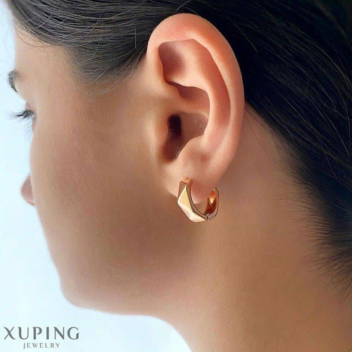 گوشواره حلقه ای کوچک جدیدطرح طلا رنگثابت آبکاری طلا۱۸عیار برندمعتبر ژوپینگ