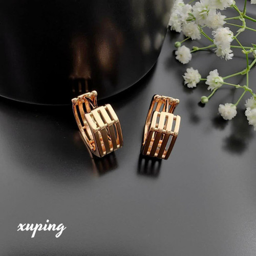گوشواره حلقه ای مینیمال جدیدطرح طلا رنگثابت ژوپینگ آبکاری طلا ۱۸عیار