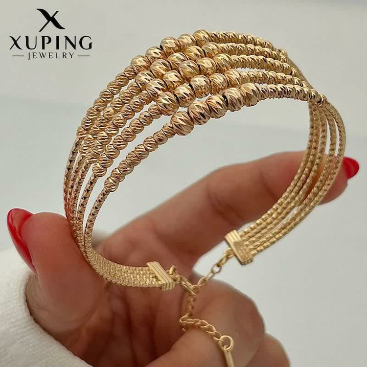 دستبند آلبرنادو ۵لاین جدیدطرح طلا ژوپینگ رنگثابت آبکاری طلا۱۸عیار