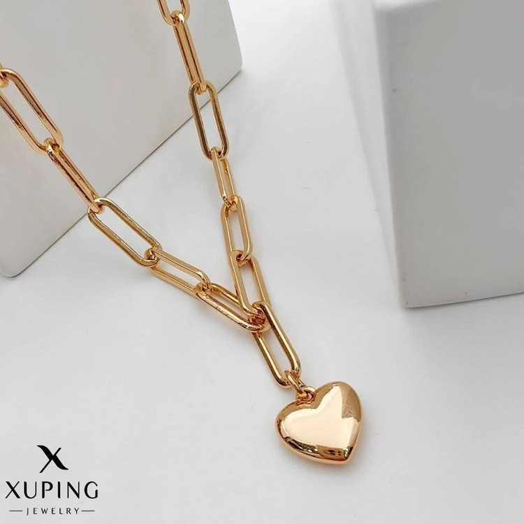 گردنبند لوکس قلبی جدید کاملاطرح طلا ژوپینگ رنگثابت آبکاری طلا۱۸عیار