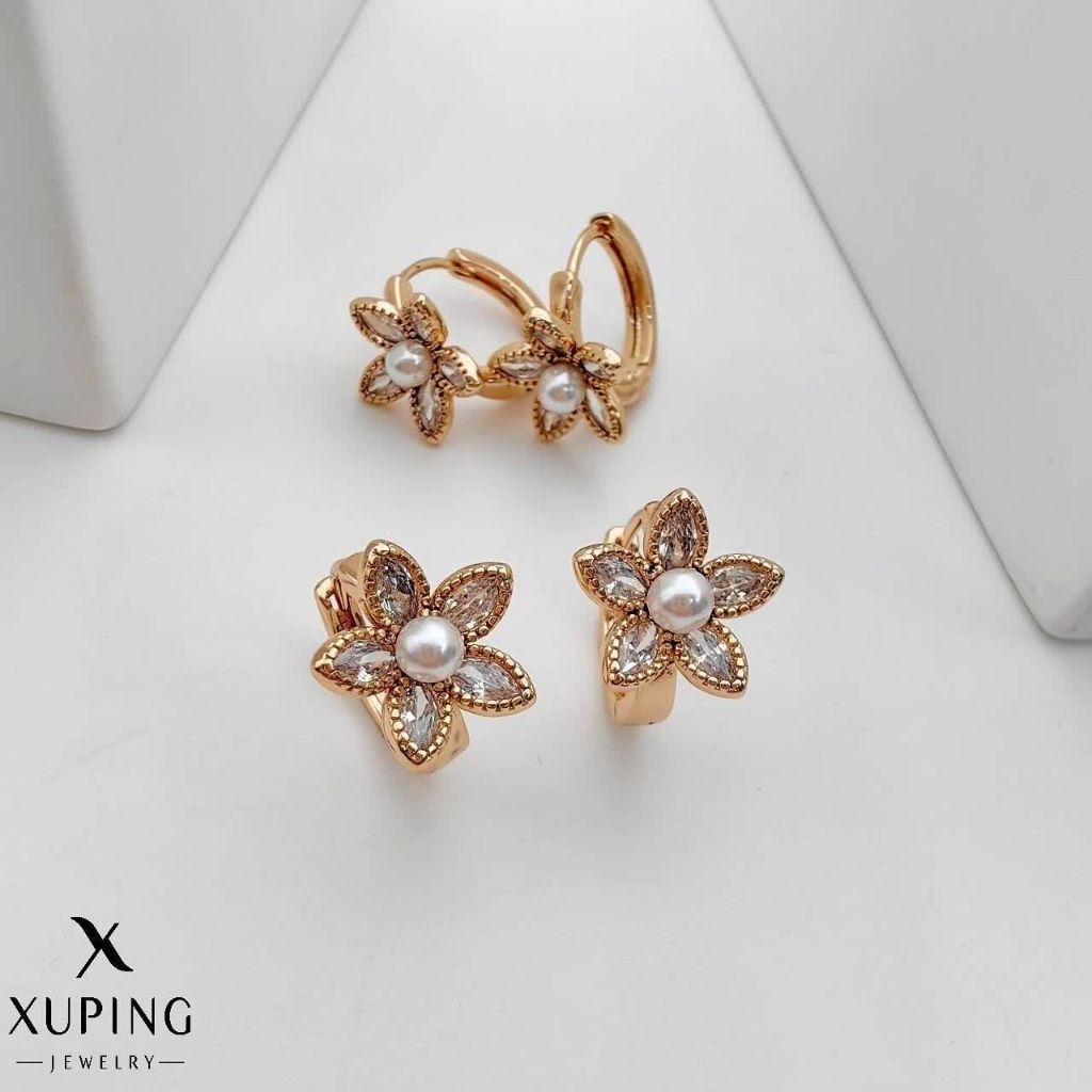 گوشواره حلقه ای نگیندار کوچک جدیدطرح طلا ژوپینگ رنگ‌ثابت آبکاری طلا۱۸عیار