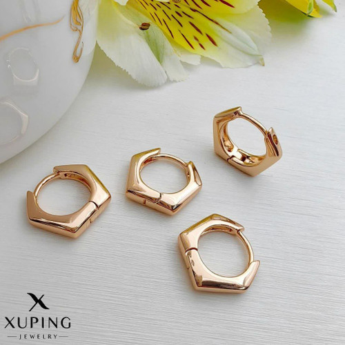 گوشواره حلقه ای کوچک چندضلعی جدیدطرح طلا ژوپینگ رنگثابت آبکاری طلا۱۸عیار