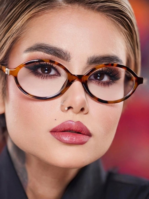 عینک miu miu پلنگی جدید زنانه فریم بیضی بلوکات
