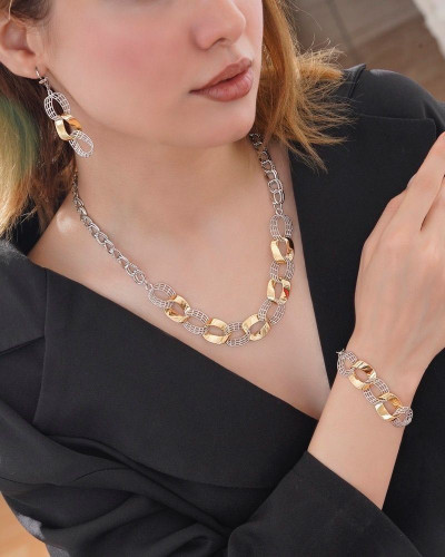 سرویس مجلسی دورنگ طلایی نقره ای ریتون طرح طلا رنگثابت آبکاری طلا
