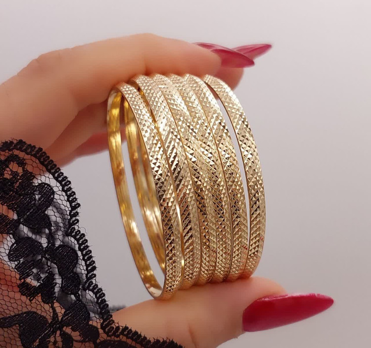 النگوطلاروس اصل بچگانه طرح طلا رنگثابت تضمینی ۳میل پک۳عددی