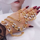 سرویس دورنگ طلایی نقره ای حلقه ای ریتون طرح طلارنگ ثابت آبکاری طلا۱۸