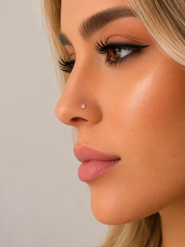 پیرسینگ بینی نقره نگین اشکی ترندسال ؛رنگثابت بدون حساسیت مناسب استفاده دائم