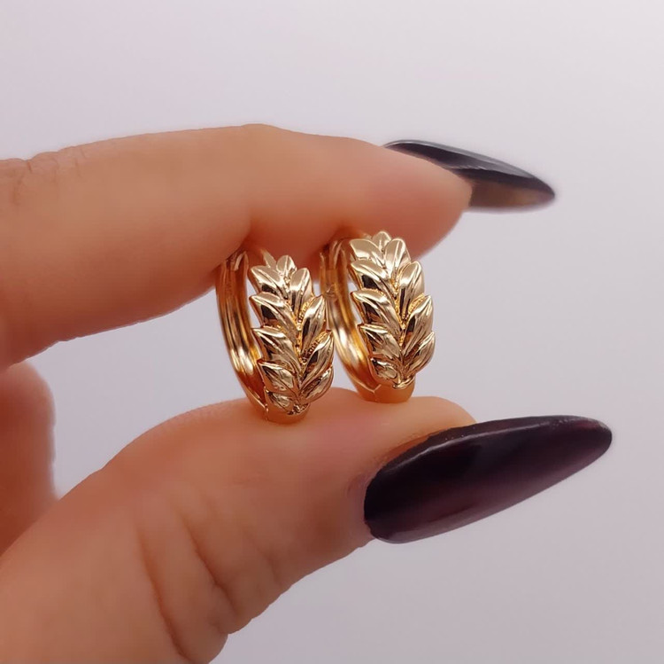 گوشواره گندمی حلقه ای کوچک جدیدطرح طلارنگثابت ژوپینگ آبکاری طلا۱۸عیار مناسب استفاده روزانه