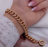 دستبند کارتیه نگیندار ژوپینگ طرح طلا رنگثابت آبکاری طلا۱۸عیار نگین مخراجکاری