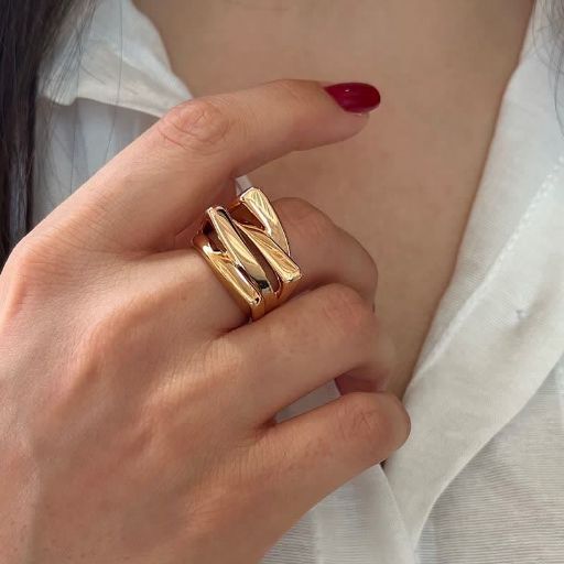 انگشتر آینه ای کوهی ژوپینگ طرح طلا رنگ‌ثابت آبکاری طلا۱۸عیار